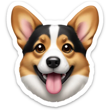 Tri-colored Corgi with tongue out and a little black near temples sticker