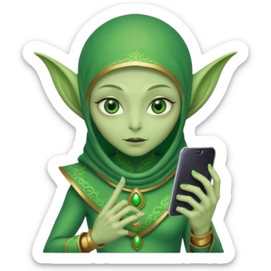 alien with persion crawl custome dress and smartphone sticker