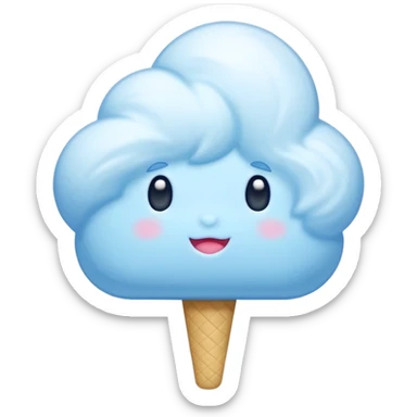 Blue Cloud Cotton Candy – light white puff, oversized and airy. sticker