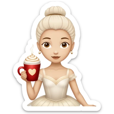 Bailarina de ballet con cabeza de un café capuchino sticker