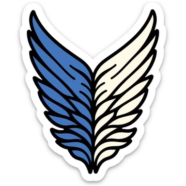 Wings of Freedom logo from Attack on Titan, overlapping blue and white wings, Survey Corps emblem sticker
