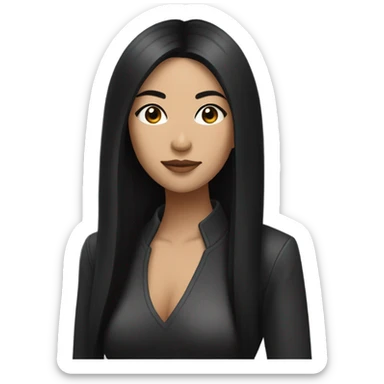 Baddie Asian long black hair straight Latina sticker