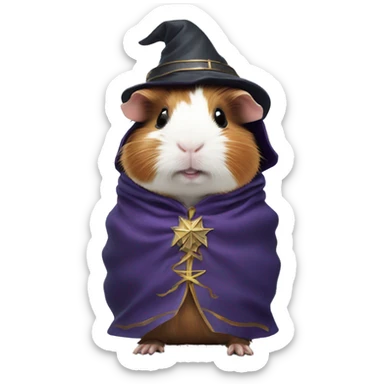 guinea pig with wizard clothes on sticker