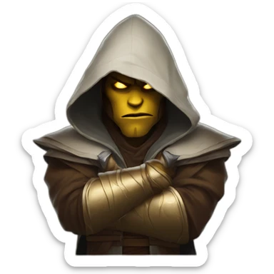 hooded jedi folding arms in world of warcraft sticker