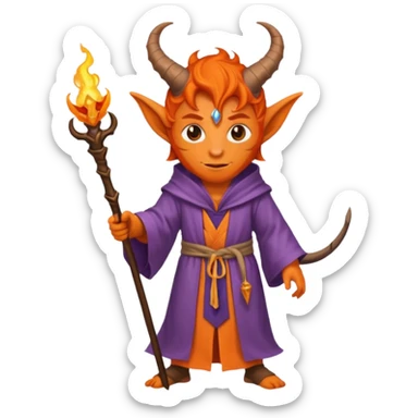 wizard thiefling with orange skin sticker