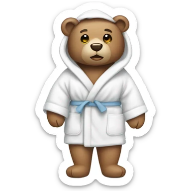 A teddy bear wearing a bath robe sticker