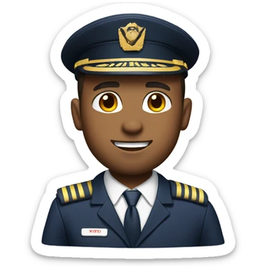 Mixed airline pilot with short beard and a buzz cut sticker