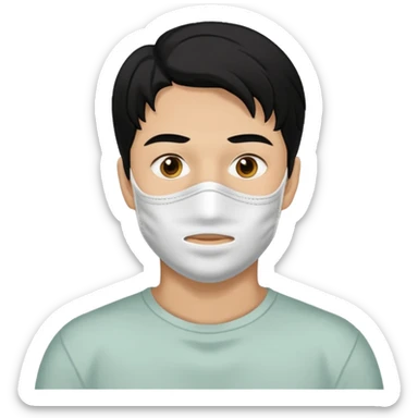 black hair man with white full clay face mask on sticker