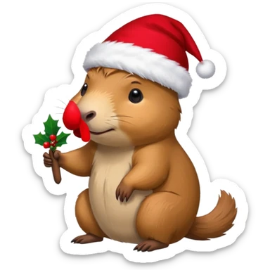 Capybara con gorrito de navidad con un montón de poses para paquete de sticker de WhatsApp  sticker