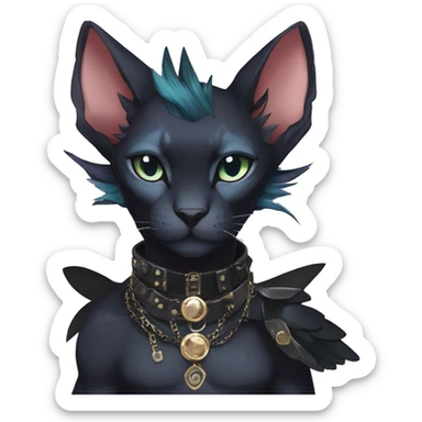 cool punk kawaii anime edgy distinguished pretty elegant beautiful fantasy black ethereal nargacuga-Noivern-sphynx-Quiana-Fakemon collar harness jewels full body sticker