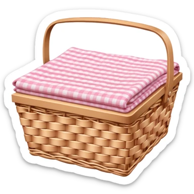 Picnic Basket With Light Pink Gingham Blanket sticker