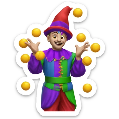 A jester juggling 3 balls sticker