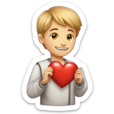 a boy who gives a red heart to a girl sticker