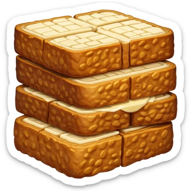tempeh-cinematic-realistic-tempeh-dish-emoji,-depicted-as-crispy,-sliced-portions-of-fermented-soy-cake-with-a-golden-brown-finish,-rendered-with-detailed-textures-and-warm,-inviting-lighting sticker