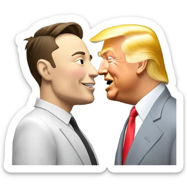 elon musk kissing donald trump sticker