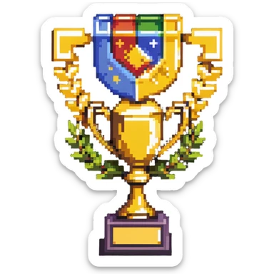 Popular online gaming platform qbix88 with leaderboard, expert gamer and victory trophy sticker