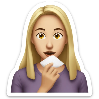 Woman sniffing salt sticker