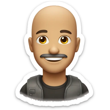 smiling boy with facial hair bald sticker