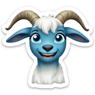 Blue goat whole body pretty smiling excited bluegreen eyes female sticker