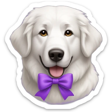 white big great Pyrenees female dog with a purple bow sticker