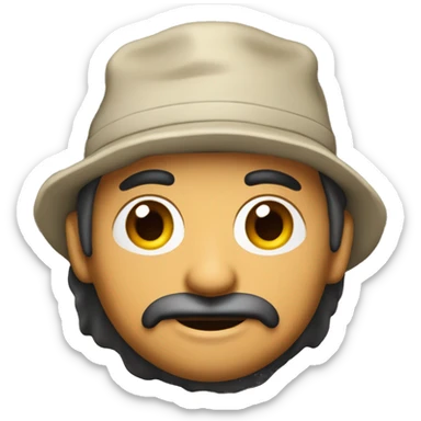 Hombre moreno con gorra con la letra C sticker