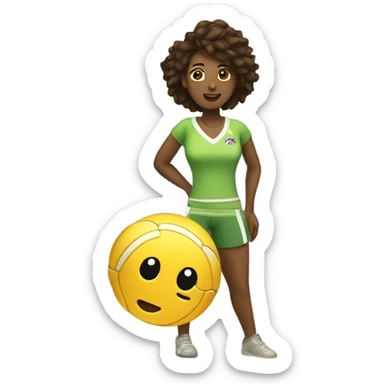 chica de rulos jugando al voley sticker