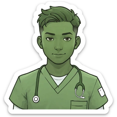 Gorgeous young male nurse with elderly patient  sticker