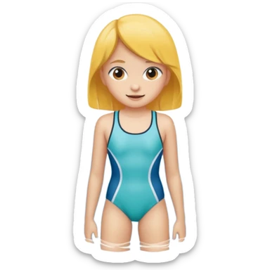a 12 year old girl in a swim suit, with mountain background sticker
