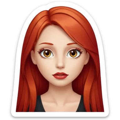 una chica con los labios y los ojos maquillados, de piel blanca con el pelo liso y largo y pelirrojo sticker