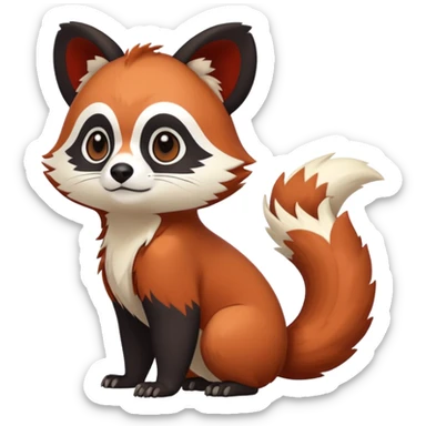 Cute cool white black red-panda-weasel-tanuki-ermine-gryphon-animal hybrid Fakemon full body sticker