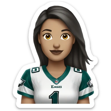  White female brunette wearing Philadelphia Eagles jersey sticker