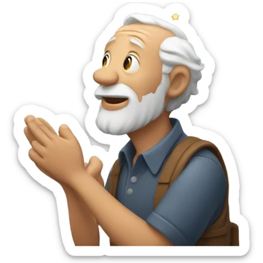 winning old man wishing upon a star sticker