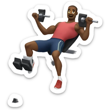 "A man using a leg press machine in a modern gym, pushing weights with his legs, wearing athletic clothes." sticker