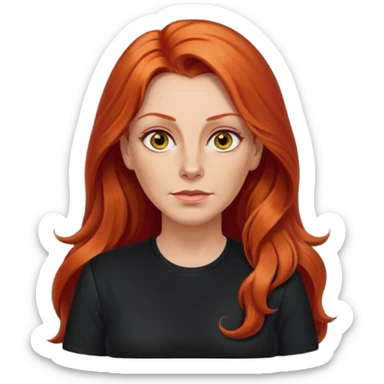 Heavy set mid 50's long red hair women hazel eyes sticker