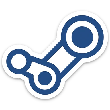 steam logo style icon, flat, blue and white, minimal, no text sticker