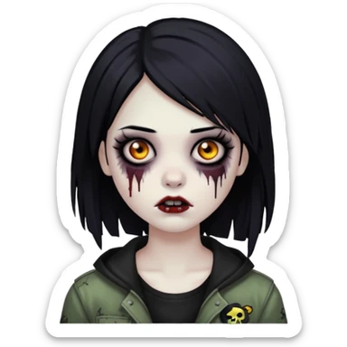 girl zombie with black hair emo sticker