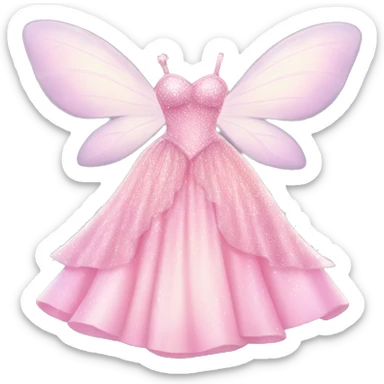 light pink fairy princess sparkly dress isolated dress sticker