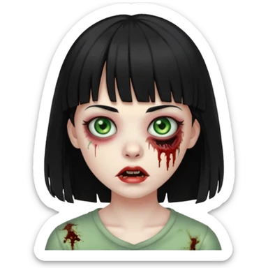 Zombie girl With black hair and bangs sticker