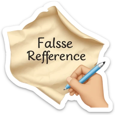 a hand writing 'false reference on a piece of pape sticker