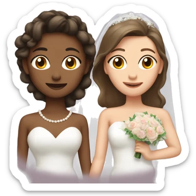 Two lesbians getting married one has brown hair  sticker