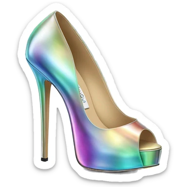 Realistic isolated top view of a pair of iridescent jimmy Choo stiletto high heel shoes. sticker