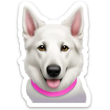 White Swiss shepherd pink collar sticker
