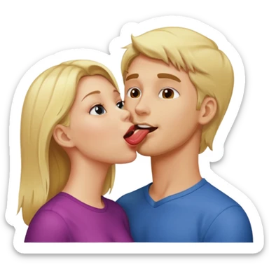 realistic naked blonde woman licking mans neck sticker