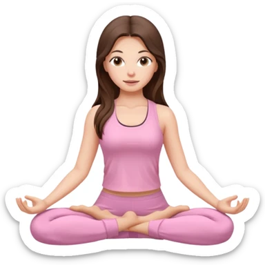 yoga girl light pink clothes brunette long hair sticker