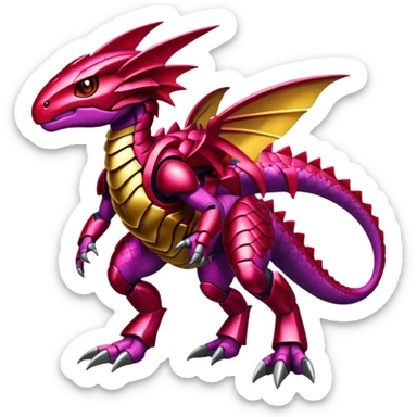 Shiny Exotic Colorful epic Gabite-Genesect-Koraidon-Fakémon-hybrid-creature (full body)  sticker