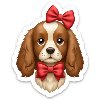 Cocker spaniel with a bow sticker