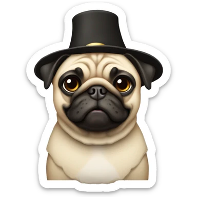 Pug wearing a pilgrim hat sticker