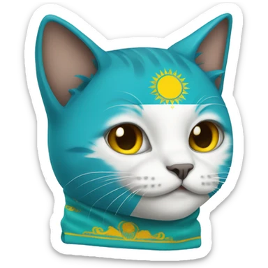 Cat with Kazakhstan flag  sticker
