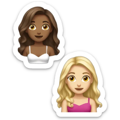 Sœurs blonde et brune  sticker