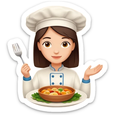 Home cooking humanless avatar in clean emoji-style illustration. Homemade dishes on a plate, warm cozy colors, simple shapes, flat design, high contrast, friendly and inviting. sticker